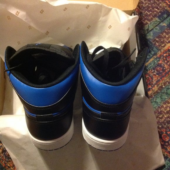 Air Jordan 1 Mid Men's Black, Blue & White Sneakers - USA Size:11.5 - New in Box - Picture 3 of 13